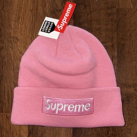 Pink Supreme Beanie New Era Box Red Box Logo FW24 Authentic Fast Free Shipping - Picture 4 of 4